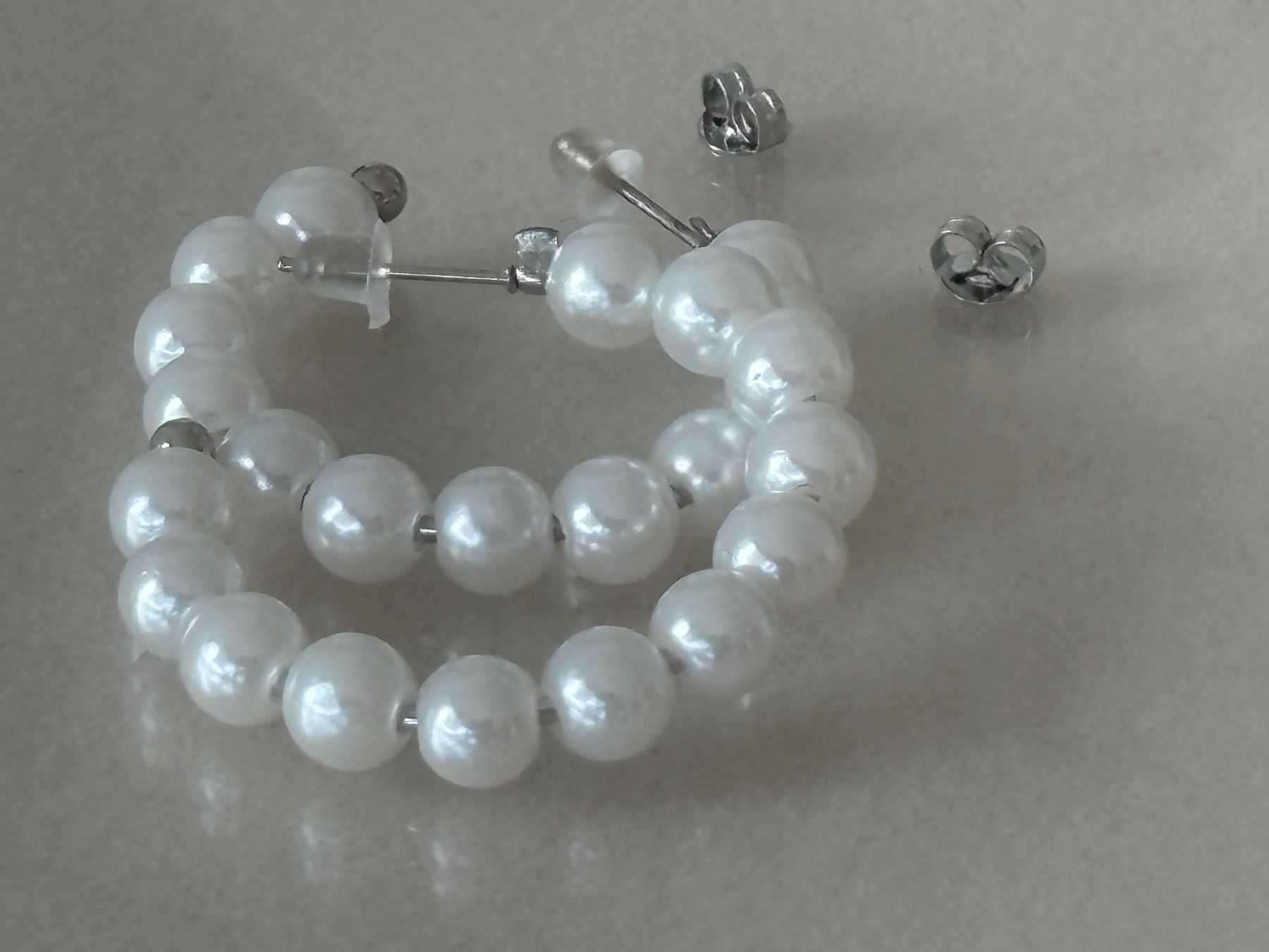 Ohrringe & -stecker: Luxus Elegante Ohrschmuck Ohrstecker Farbe: Silber Kunstperl – Neu (gemäss Beschreibung) aus Biel-Bienne von Roserosse13 4