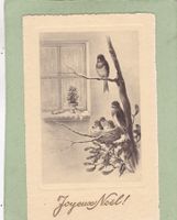 Kitsch Fenster Baum Vögel Vogelnest Joyeuses Noël 1931