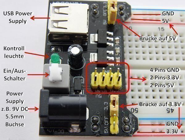 Componenti elettronici: Power Supply Stromversorgung Breadboard – Nuovo (secondo la descrizione) da Riehen venduto da GrauerBaer55 4
