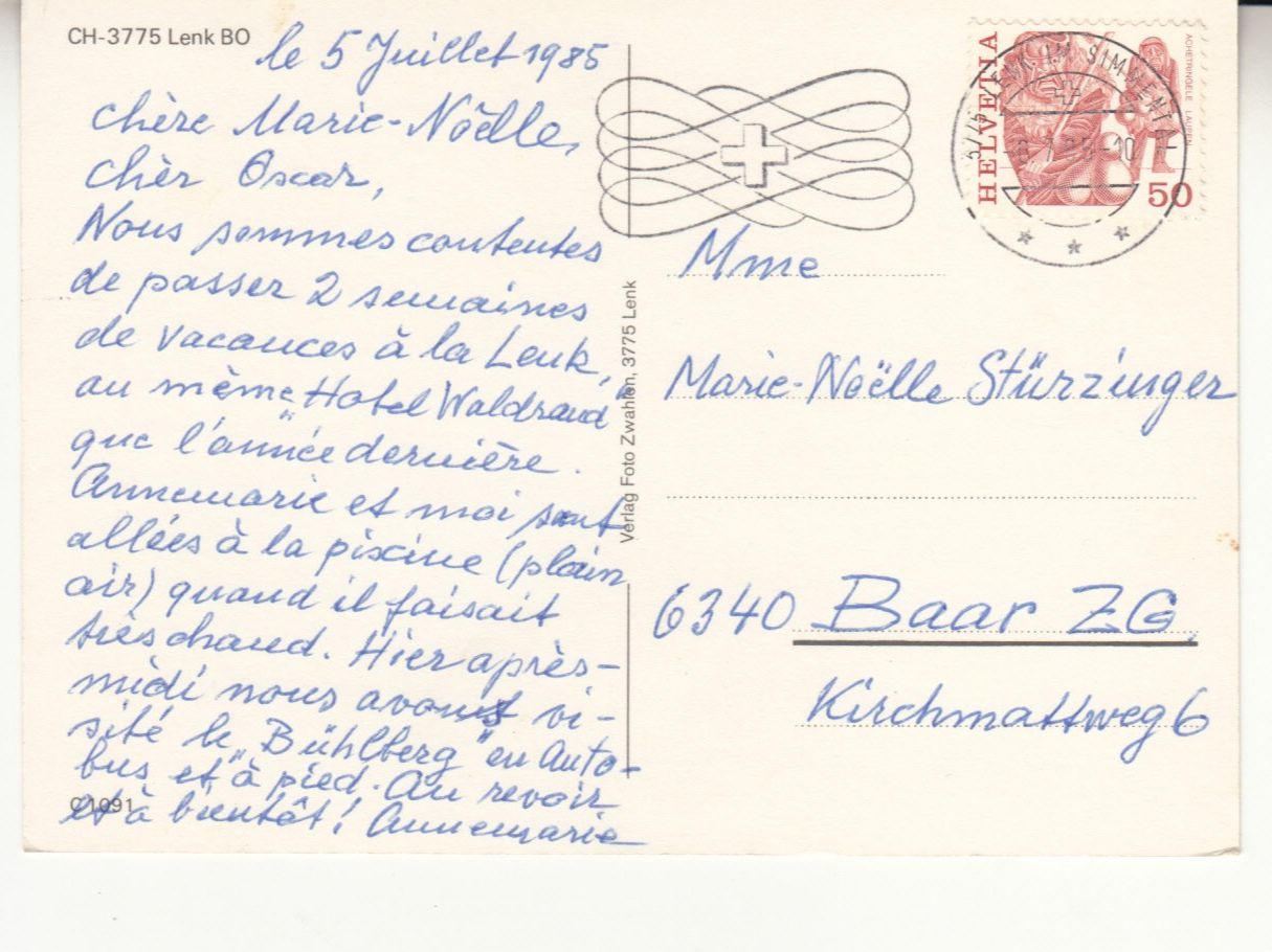 Ansichtskarten: Lenk Iffigenalp 1985 – Gebraucht aus Bürglen TG von StampGraf 1