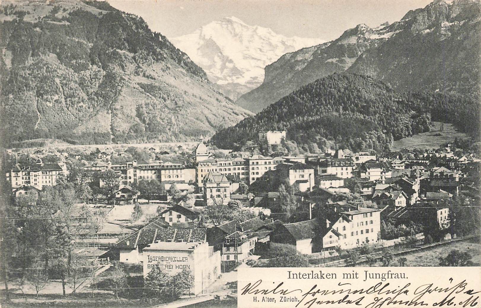 Ansichtskarten: Interlaken BE Panorama mit Jungfrau – Gebraucht aus Biasca von Blenio71