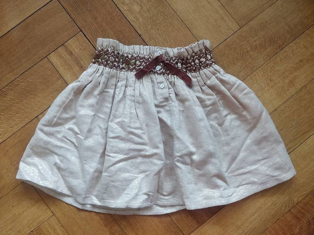 Jupe Habillée Midi Plissée Mary Kimberley Gris Clair - Taille M, Made In France, Occasion Très Bon état