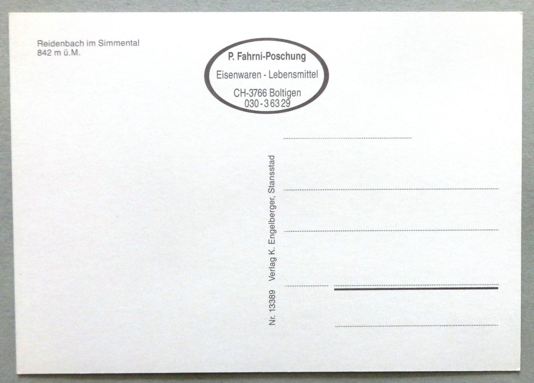 Cartoline postali: Reidenbach im Simmental – Usato da Fétigny venduto da Billy2miny 1
