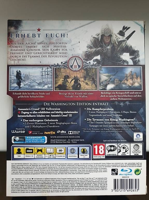 Spiele: Assasins Creed 3 (PS3) - Washington Edition – Gebraucht aus Widnau von El_Capitan5 1