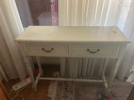 Console  commode blanche patinée