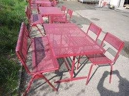zu verkaufen: Gartenmöbelgarnitur weinrot Original SISSACH