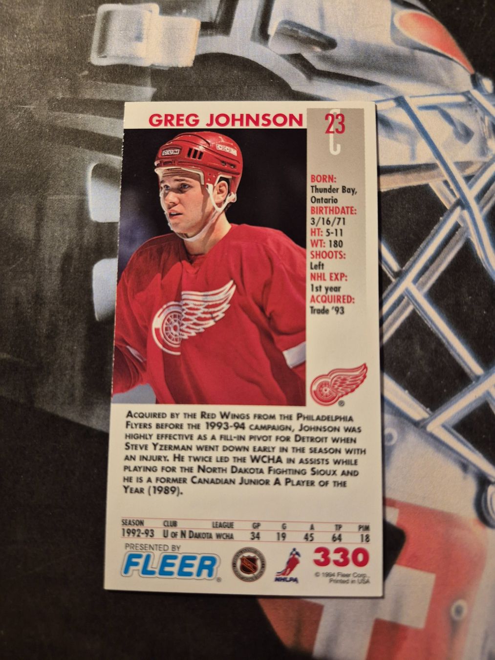 NHL Carte collezionabili: NHL Greg Johnson Detroit Red Wings – Usato da Treiten venduto da Sauber73 1