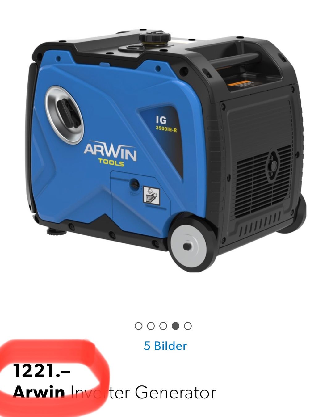 Generatori di corrente: neuer leiser Strom-Generator ARWIN IG3500i-E statt 1221.- – Nuovo e nell'imballaggio originale da Necker venduto da liq24 1