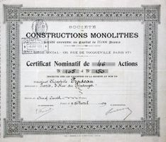 Société de Constructions Monolithes SA, Paris - 1909