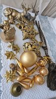 Weihnachtsdeko Set Stern Herz Rentier Hirsch Kugeln Gold