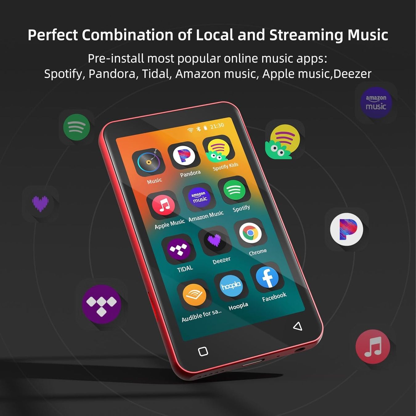 Lecteur media portable: MP3-Player 4" Touchscreen Bluetooth WLAN Schwarz-Rot – Neuf avec emballage d'origine à Schaffhausen par smarastore 1