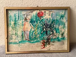 ROMOLO ESPOSITO- Aquarell mit Text und Unterschrift 1986