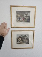 Antike Jagd Drucke Bilder Goldrahmen