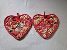 2 Herz Untersetzer Weihnachts-Motiv 