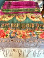 💚 DREI VINTAGE ART DECO SEIDEN Tücher ANTIK 💚 KONVOLUT