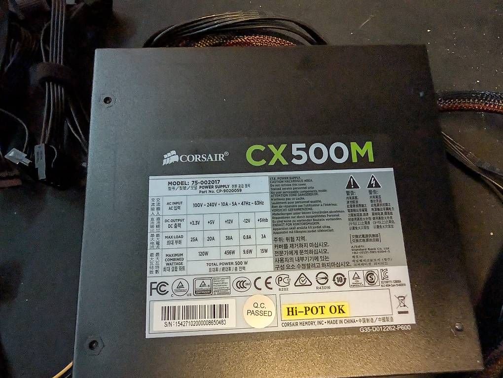 Corsair Componenti elettronici: Corsair CX 500M Modulares Netzteil – Usato da Gommiswald venduto da Derbeth01 2