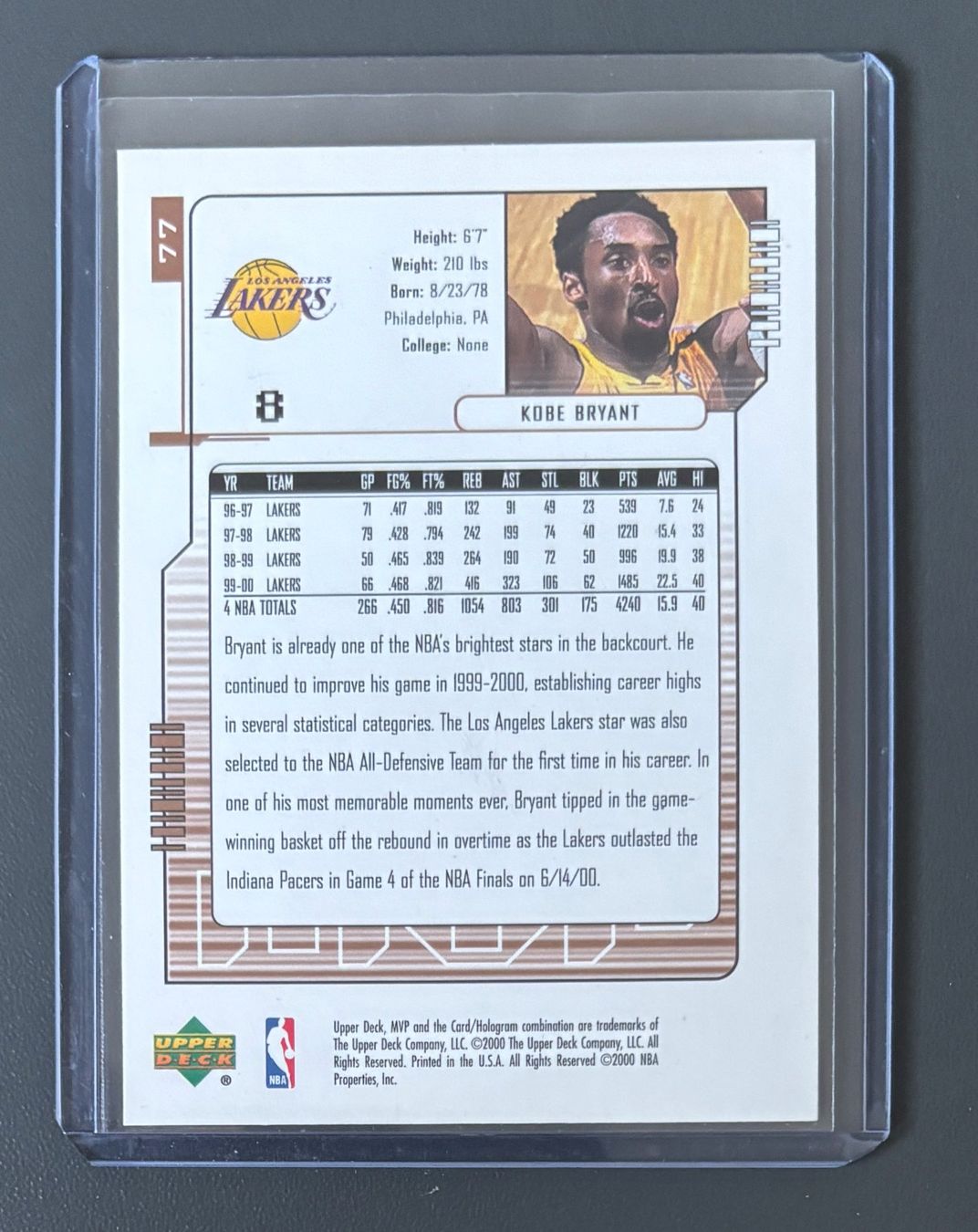 Nba Sammelbilder & Trading cards: NBA Kobe Bryant 2000 Upper Deck MVP Card Lakers – Gebraucht aus Muri b. Bern von winningloser 1