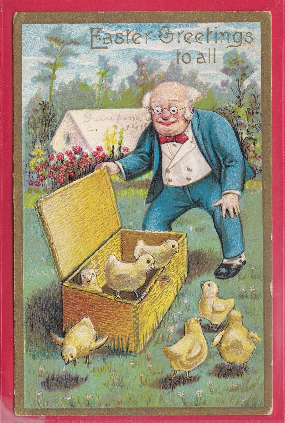 Cartoline postali: PRÄGEKARTE, EASTER GREETINGS TO ALL – Usato da Oberrieden venduto da Gebirgsstelze
