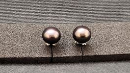 Silber-Ohrstecker SCHWARZE PERLEN
