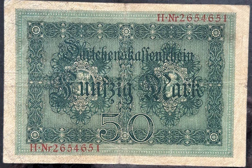Banconote: Darlehenskassenschein 50 Mark, Berlin, 1914 – Usato da Beringen venduto da Mantafisch1 1