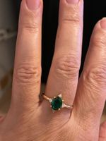 Jolie bague 58 plaquée pierre zircon verte /blanches neuv