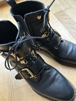 Lederstiefeletten mit Schnallen, Grösse 38, Schwarz