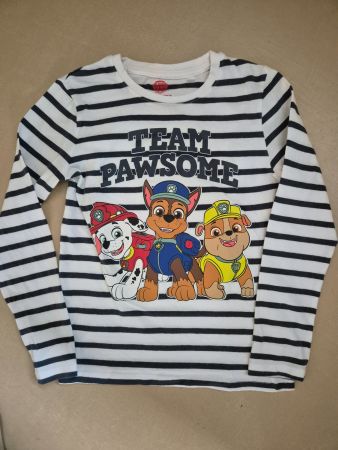 Langarmshirt weiss/blau gestreift, Paw Patrol Gr. 128