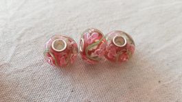 Lampwork Glasperle mit Blumen Glas bead