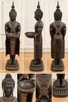 Grosse Buddha-Figur 75 cm mit Schale  Schwarz/Gold