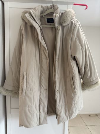 Damo Manteau d'hiver beige avec fourrure, taille 42