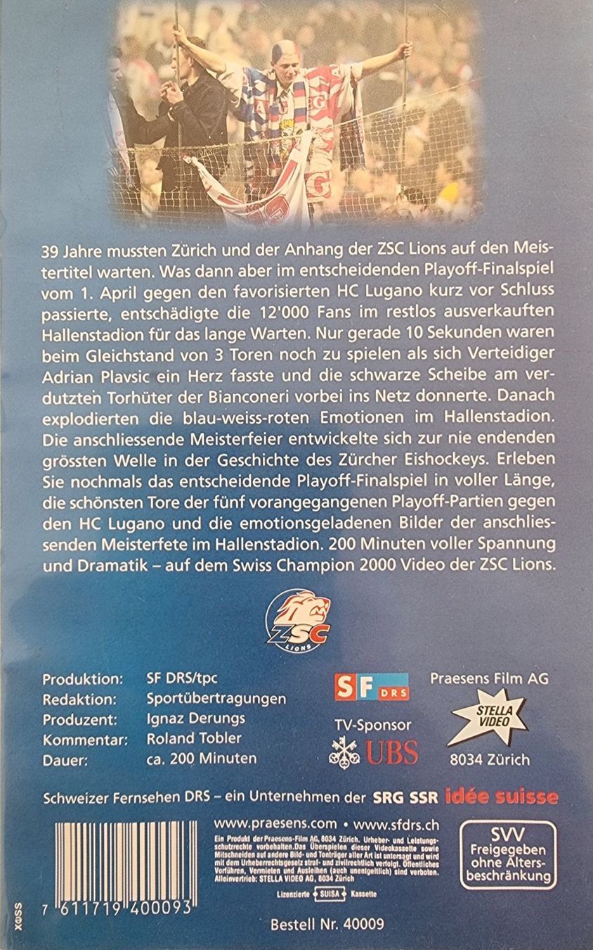 Tutti i DVDs: ZSC CHAMPION  2000 – Usato da Zürich venduto da pf3 1