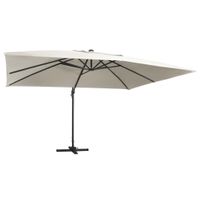 Ampelschirm mit LED-Beleuchtung Alu-Mast 400x300 cm Sandweiß