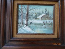 Winterlandschaft Ölgemälde, gerahmt, original.