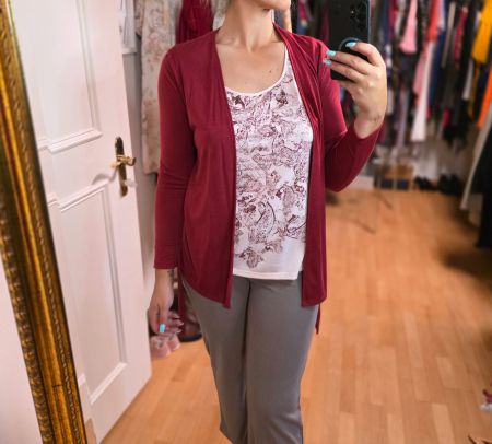 Biaggini Set, Cardigan mit Top, Weinrot, Gr. M