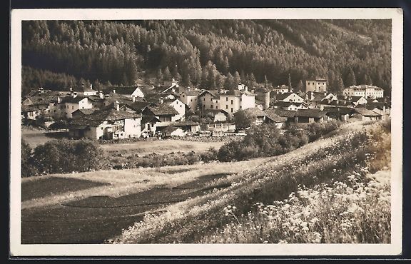 Cartoline postali: Vicosoprano, Blick über Wiesen auf den  – Usato da Berlin venduto da bartko-reher