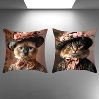 🐾🎨 Vintage Katzen-Kissenbezüge im 2er-Set 45x45 cm 🛋️