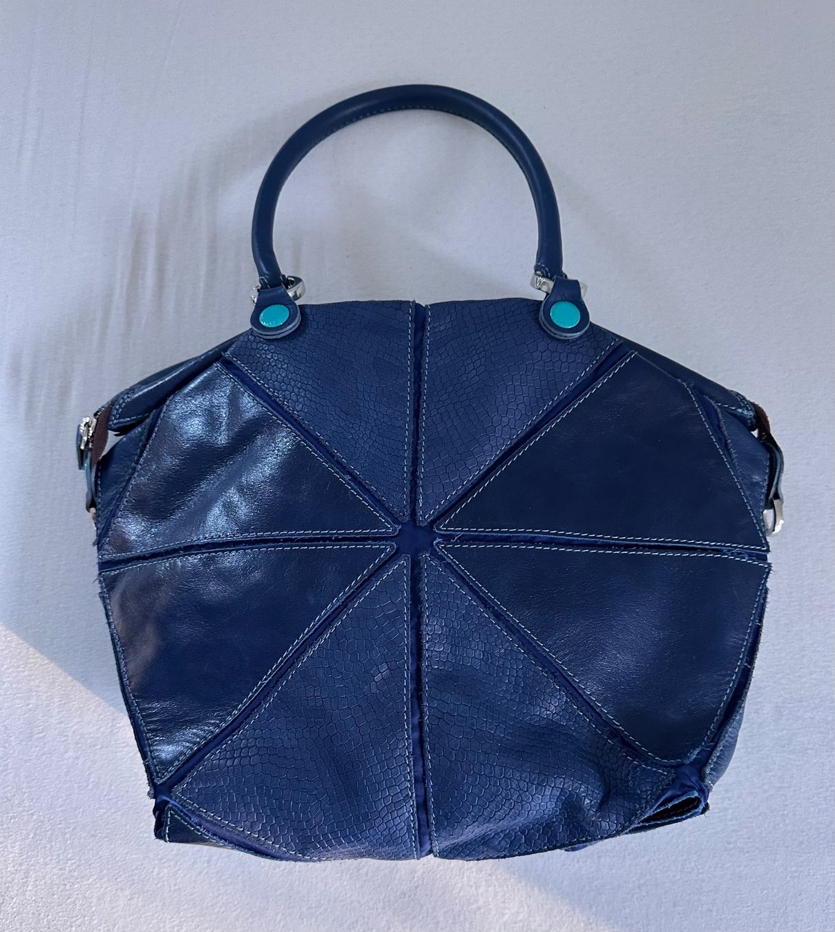 Gabs Borse da donna: Gabs Ledertasche gemustert - Dunkelblau, Top Zustand – Usato da Schaffhausen venduto da Guckyy 1