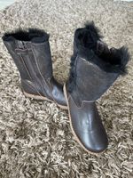 neuwertiger Winterlederstiefel mit Lammfell, Grösse 34