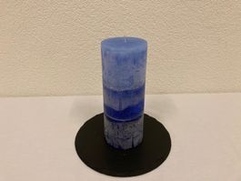 Kerze 10x25 cm, 1,65 Kilo, blau abgestufte Farbtöne,Raureif