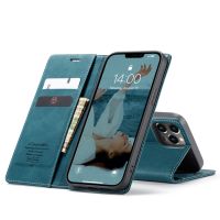 iPhone 12 Pro/12- étui à rabat support portefeuille brun