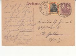 DR Postkarte mit Zusatzfrankatur 1920