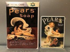 ‼️nun = 10.50 Fr.‼️2 BLECH Werbeschilder PEARS Soap Pst BAD