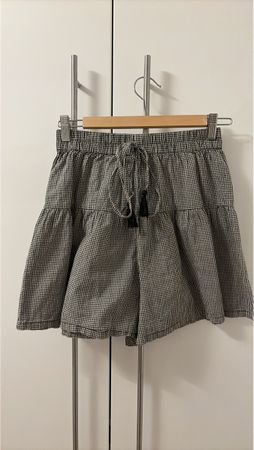 Tiered Shorts Black/White Checkered Size M