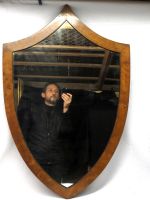 Miroir forme écu bois 19eme Spiegel Holz Schildförmig antik