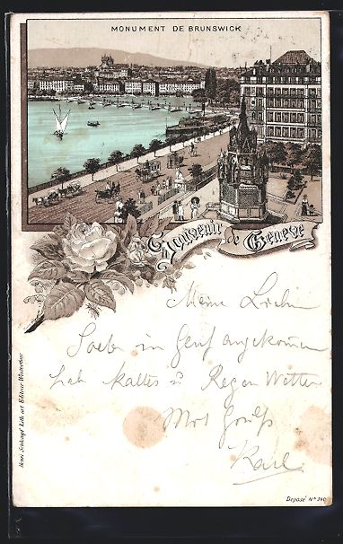 Cartoline postali: Litho Geneve, Monument de Brunswick – Usato da Berlin venduto da bartko-reher