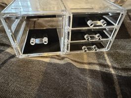 2 stk Kosmetik Organizer mit 4 Schubladen, transparent &neu