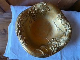 Vintage Metall Schale Schüssel Gold Stuckatur