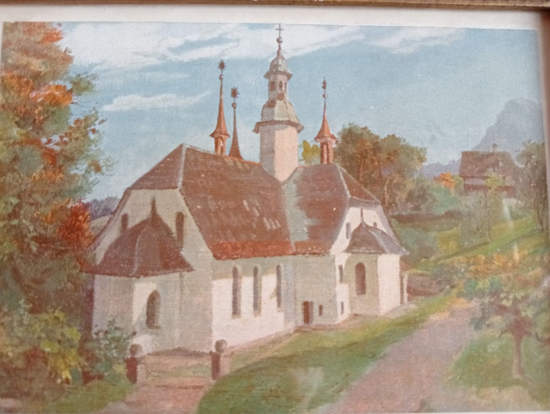 Foto & Immagini: Bild Wallfahrtskirche Herrgottswald J.Danner Holzrahmen 1947 – Usato da Oberdorf BL venduto da Barocki888 1