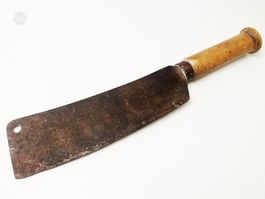 Vintage Messer Metzger Beil Holzgriff 0.65kg Klinge 24cm