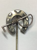 Anstecknadel, Victorian, Silber, Hufeisen, Peitsche, um 1900